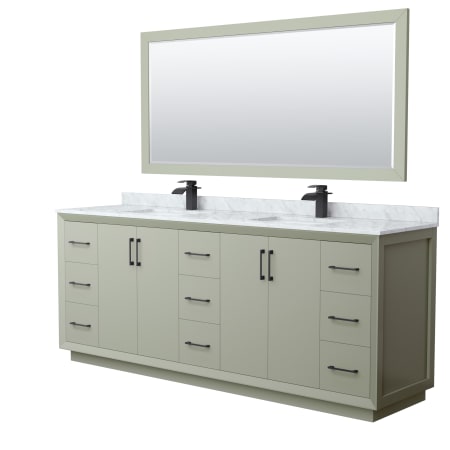 A large image of the Wyndham Collection WCF414184D-NAT-UNSM70 Light Green / Matte Black Hardware