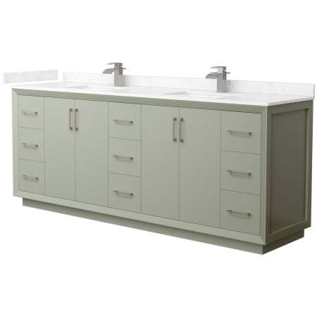 A large image of the Wyndham Collection WCF414184D-VCA-UNSMXX Light Green / Carrara Cultured Marble Top / Brushed Nickel Hardware