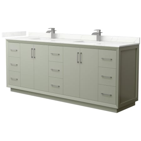 A large image of the Wyndham Collection WCF414184D-QTZ-UNSMXX Light Green / Giotto Quartz Top / Brushed Nickel Hardware