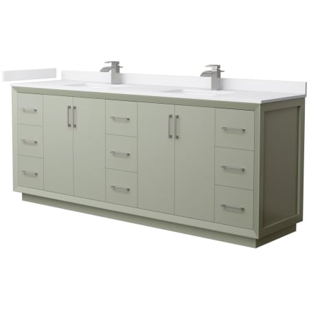 A large image of the Wyndham Collection WCF414184D-VCA-UNSMXX Light Green / White Cultured Marble Top / Brushed Nickel Hardware