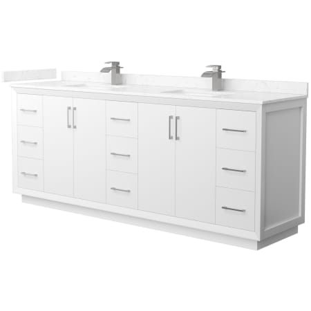 A large image of the Wyndham Collection WCF414184D-VCA-UNSMXX White / Carrara Cultured Marble Top / Brushed Nickel Hardware