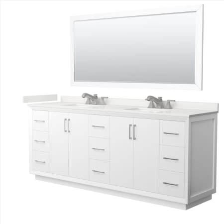 A large image of the Wyndham Collection WCF414184D-QTZ-US3M70 White / White Quartz Top / Brushed Nickel Hardware