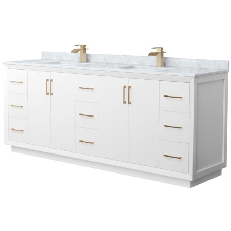 A large image of the Wyndham Collection WCF414184D-NAT-UNSMXX White / Satin Bronze Hardware
