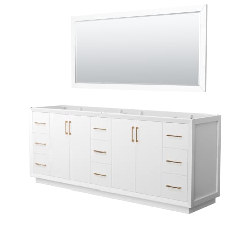 A large image of the Wyndham Collection WCF414184D-CXSXX-M70 White / Satin Bronze Hardware