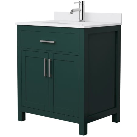 A large image of the Wyndham Collection WCG242430S-UNSMXX Green / White Cultured Marble Top / Brushed Nickel Hardware