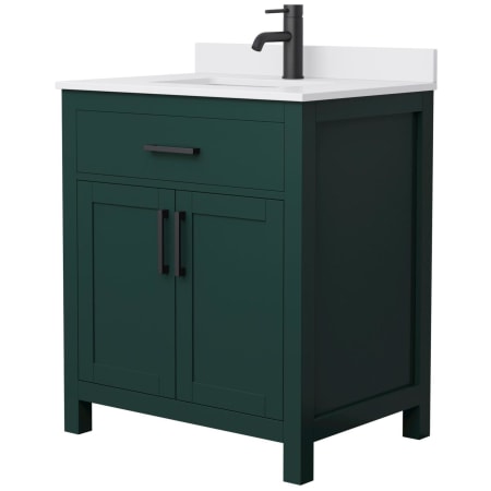 A large image of the Wyndham Collection WCG242430S-UNSMXX Green / White Cultured Marble Top / Matte Black Hardware