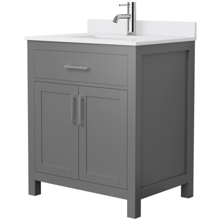 A large image of the Wyndham Collection WCG242430S-UNSMXX Dark Gray / White Cultured Marble Top / Brushed Nickel Hardware