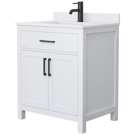 A large image of the Wyndham Collection WCG242430S-UNSMXX White / White Cultured Marble Top / Matte Black Hardware