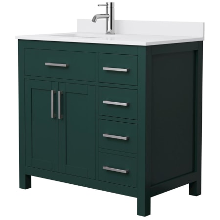 A large image of the Wyndham Collection WCG242436S-UNSMXX Green / White Cultured Marble Top / Brushed Nickel Hardware