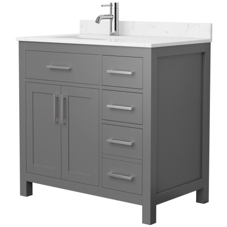 A large image of the Wyndham Collection WCG242436S-UNSMXX Dark Gray / Carrara Cultured Marble Top / Brushed Nickel Hardware