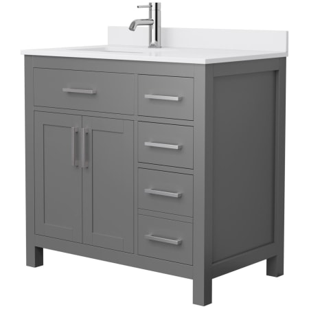 A large image of the Wyndham Collection WCG242436S-UNSMXX Dark Gray / White Cultured Marble Top / Brushed Nickel Hardware