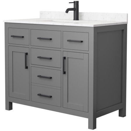 A large image of the Wyndham Collection WCG242442S-UNSMXX Dark Gray / Carrara Cultured Marble Top / Matte Black Hardware