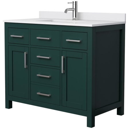 A large image of the Wyndham Collection WCG242442S-UNSMXX Green / White Cultured Marble Top / Brushed Nickel Hardware