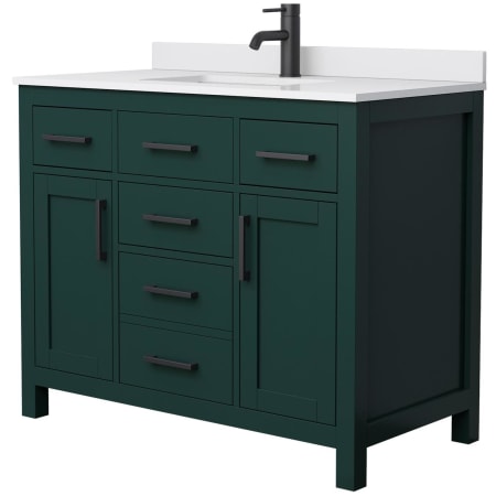 A large image of the Wyndham Collection WCG242442S-UNSMXX Green / White Cultured Marble Top / Matte Black Hardware