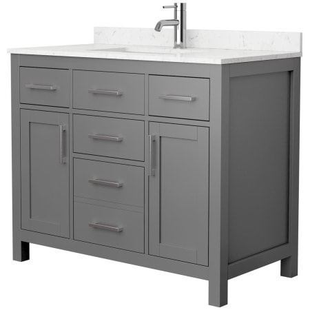 A large image of the Wyndham Collection WCG242442S-UNSMXX Dark Gray / Carrara Cultured Marble Top / Brushed Nickel Hardware