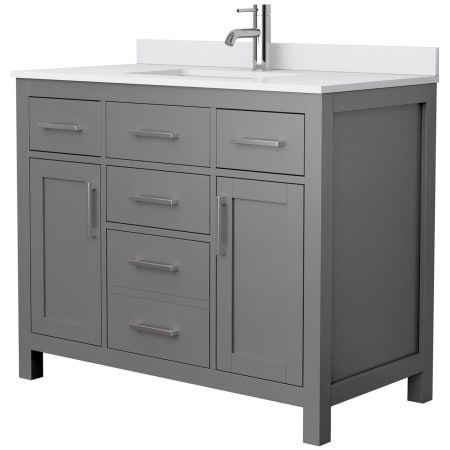A large image of the Wyndham Collection WCG242442S-UNSMXX Dark Gray / White Cultured Marble Top / Brushed Nickel Hardware