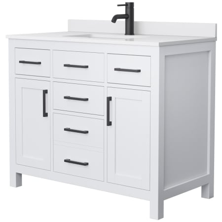 A large image of the Wyndham Collection WCG242442S-UNSMXX White / White Cultured Marble Top / Matte Black Hardware