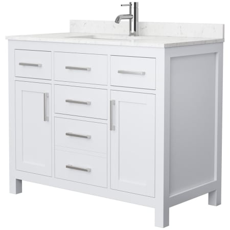 A large image of the Wyndham Collection WCG242442S-UNSMXX White / Carrara Cultured Marble Top / Brushed Nickel Hardware