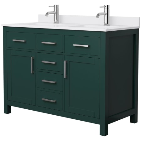 A large image of the Wyndham Collection WCG242448D-UNSMXX Green / White Cultured Marble Top / Brushed Nickel Hardware
