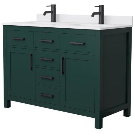 A large image of the Wyndham Collection WCG242448D-UNSMXX Green / White Cultured Marble Top / Matte Black Hardware
