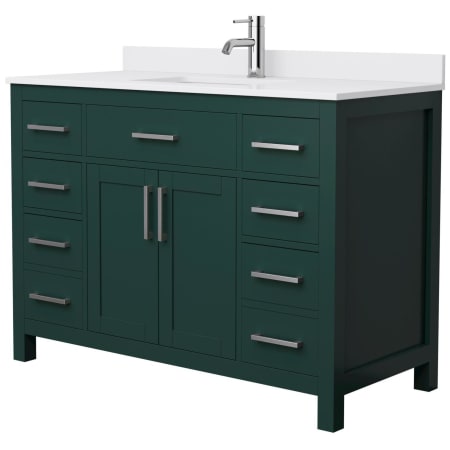 A large image of the Wyndham Collection WCG242448S-UNSMXX Green / White Cultured Marble Top / Brushed Nickel Hardware