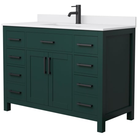 A large image of the Wyndham Collection WCG242448S-UNSMXX Green / White Cultured Marble Top / Matte Black Hardware