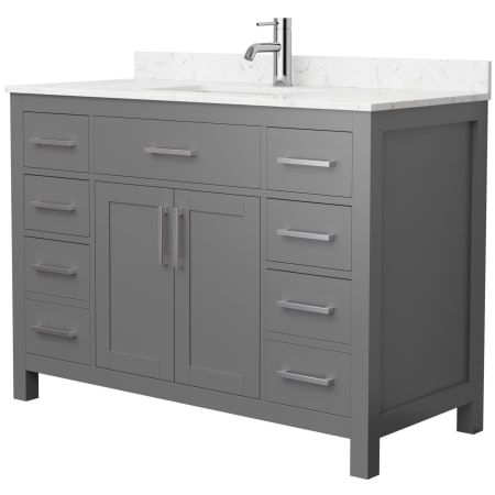 A large image of the Wyndham Collection WCG242448S-UNSMXX Dark Gray / Carrara Cultured Marble Top / Brushed Nickel Hardware