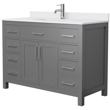 A large image of the Wyndham Collection WCG242448S-UNSMXX Dark Gray / White Cultured Marble Top / Brushed Nickel Hardware