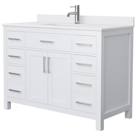 A large image of the Wyndham Collection WCG242448S-UNSMXX White / White Cultured Marble Top / Brushed Nickel Hardware