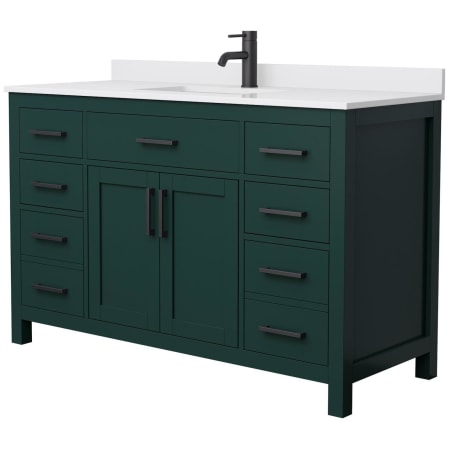 A large image of the Wyndham Collection WCG242454S-UNSMXX Green / White Cultured Marble Top / Matte Black Hardware