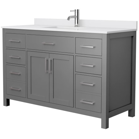 A large image of the Wyndham Collection WCG242454S-UNSMXX Dark Gray / White Cultured Marble Top / Brushed Nickel Hardware