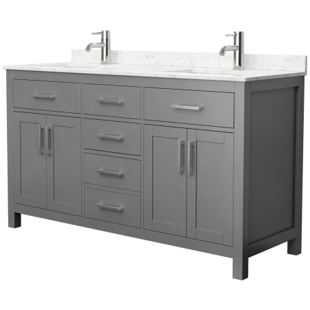 A large image of the Wyndham Collection WCG242460DCCUNSMXX Dark Gray / Carrara Cultured Marble Top / Brushed Nickel Hardware