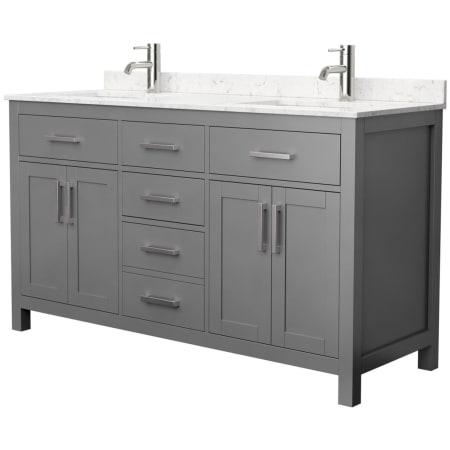 A large image of the Wyndham Collection WCG242460DCCUNSMXX Dark Gray / Carrara Cultured Marble Top / Brushed Nickel Hardware