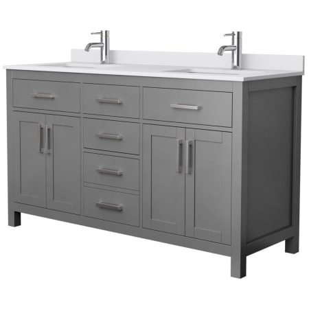 A large image of the Wyndham Collection WCG242460DWCUNSMXX Dark Gray / White Cultured Marble Top / Brushed Nickel Hardware