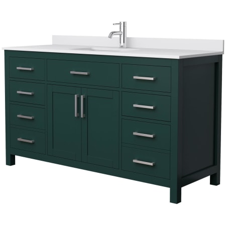 A large image of the Wyndham Collection WCG242460S-UNSMXX Green / White Cultured Marble Top / Brushed Nickel Hardware