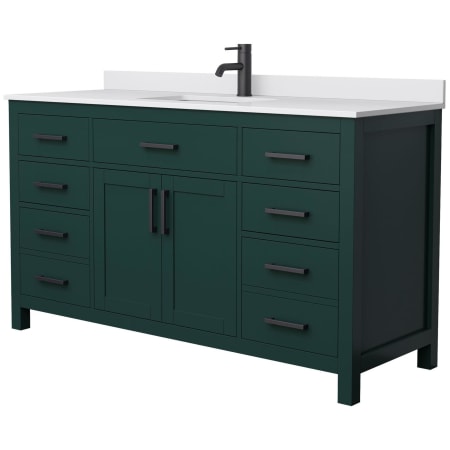 A large image of the Wyndham Collection WCG242460S-UNSMXX Green / White Cultured Marble Top / Matte Black Hardware