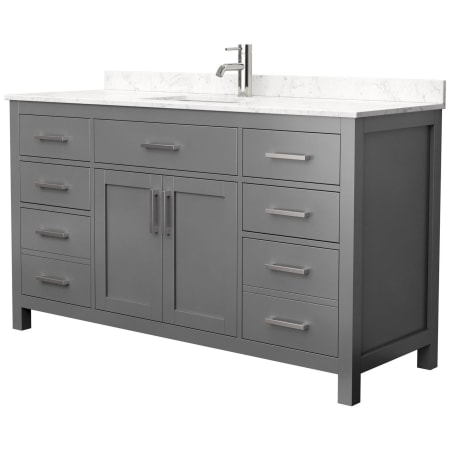 A large image of the Wyndham Collection WCG242460SCCUNSMXX Dark Gray / Carrara Cultured Marble Top / Brushed Nickel Hardware