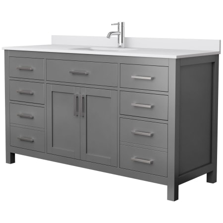 A large image of the Wyndham Collection WCG242460SWCUNSMXX Dark Gray / White Cultured Marble Top / Brushed Nickel Hardware