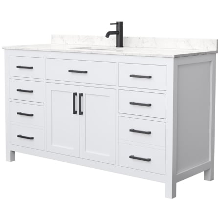 A large image of the Wyndham Collection WCG242460S-UNSMXX White / Carrara Cultured Marble Top / Matte Black Hardware
