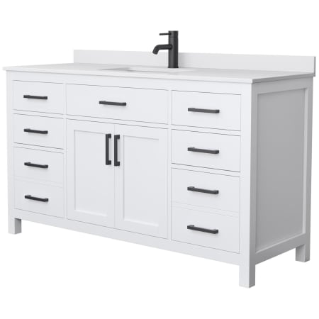 A large image of the Wyndham Collection WCG242460S-UNSMXX White / White Cultured Marble Top / Matte Black Hardware