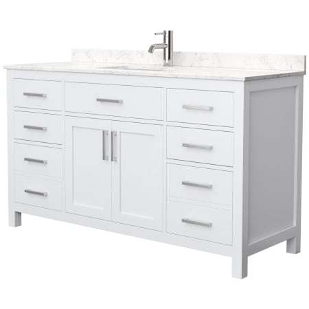 A large image of the Wyndham Collection WCG242460SCCUNSMXX White / Carrara Cultured Marble Top / Brushed Nickel Hardware