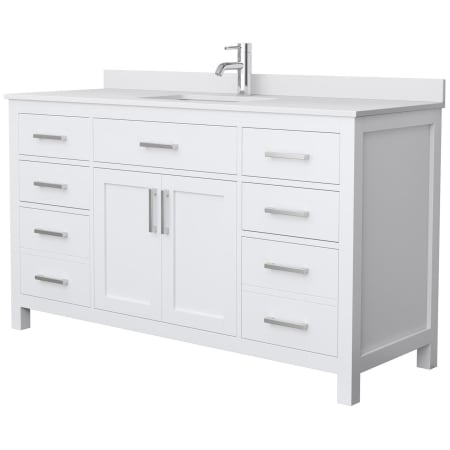 A large image of the Wyndham Collection WCG242460SWCUNSMXX White / White Cultured Marble Top / Brushed Nickel Hardware