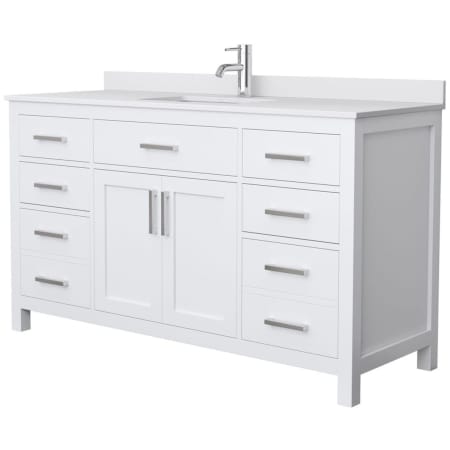 A large image of the Wyndham Collection WCG242460SWCUNSMXX White / White Cultured Marble Top / Brushed Nickel Hardware
