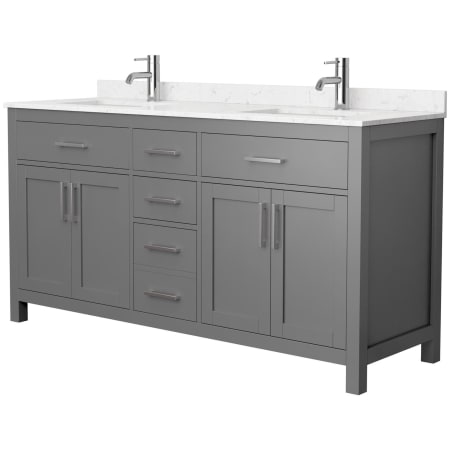 A large image of the Wyndham Collection WCG242466D-UNSMXX Dark Gray / Carrara Cultured Marble Top / Brushed Nickel Hardware