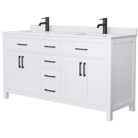 A large image of the Wyndham Collection WCG242466D-UNSMXX White / White Cultured Marble Top / Matte Black Hardware
