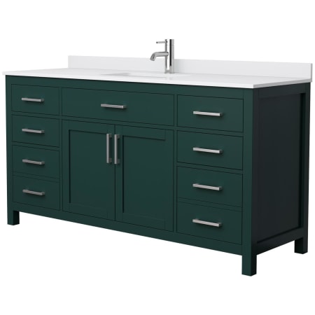 A large image of the Wyndham Collection WCG242466S-UNSMXX Green / White Cultured Marble Top / Brushed Nickel Hardware