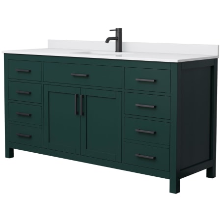 A large image of the Wyndham Collection WCG242466S-UNSMXX Green / White Cultured Marble Top / Matte Black Hardware