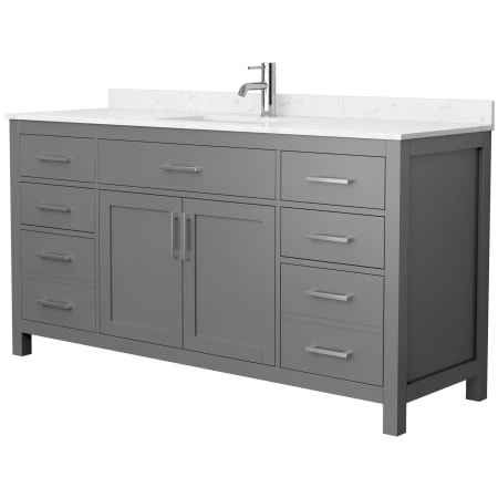 A large image of the Wyndham Collection WCG242466S-UNSMXX Dark Gray / Carrara Cultured Marble Top / Brushed Nickel Hardware