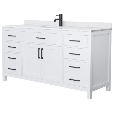 A large image of the Wyndham Collection WCG242466S-UNSMXX White / White Cultured Marble Top / Matte Black Hardware