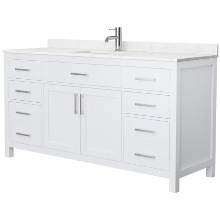 A large image of the Wyndham Collection WCG242466S-UNSMXX White / Carrara Cultured Marble Top / Brushed Nickel Hardware